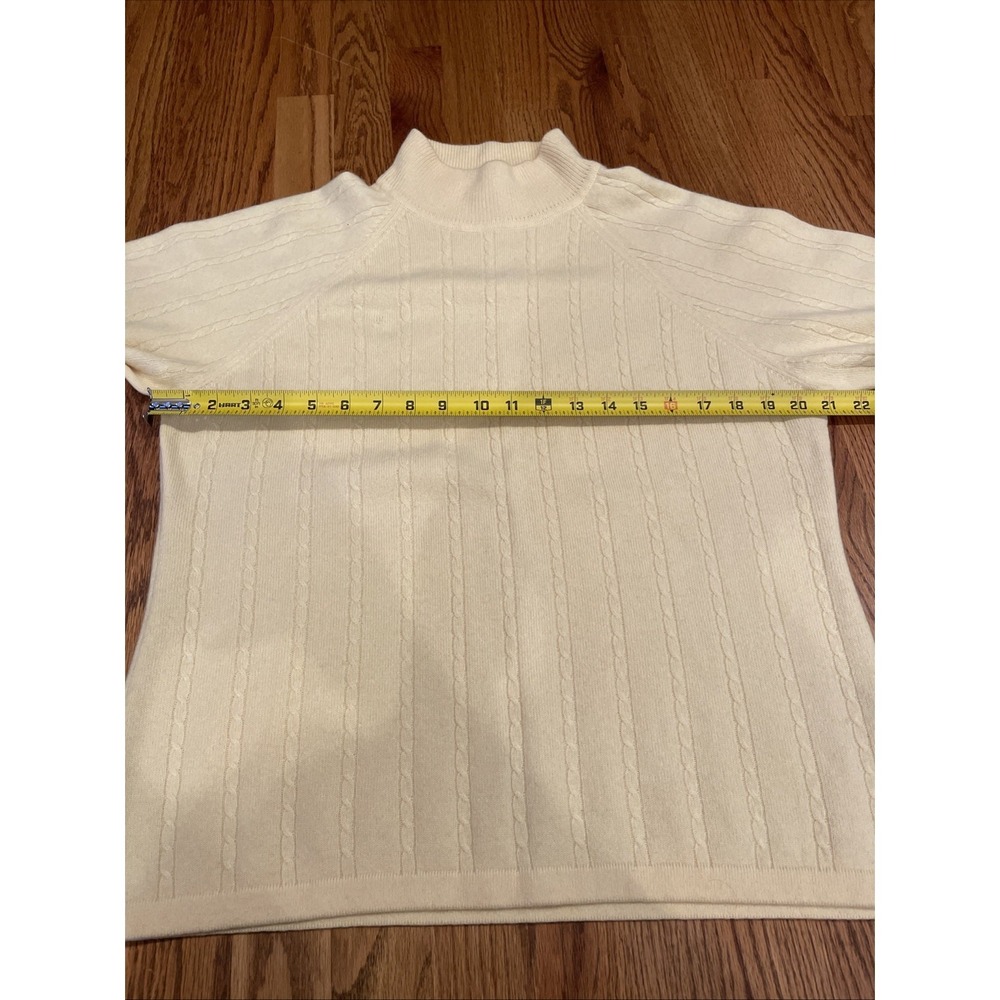 Madison Studio Women's Cable Knit Turtleneck 100% Cashmere Yellow Size XL - Picture 5 of 7